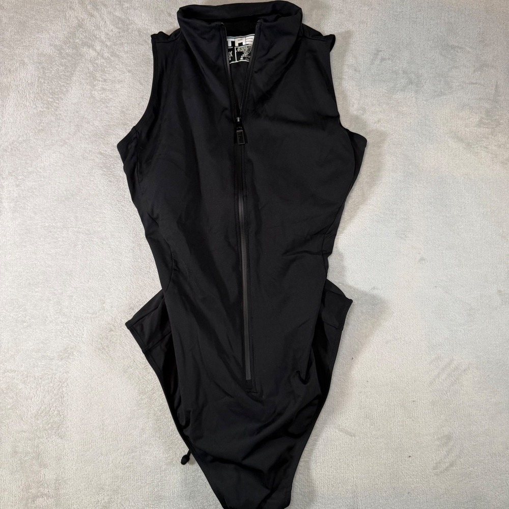 TA3 Zippy Lace Up Back Bodysuit Black High Neck Sleeveless 3X RL TA3071